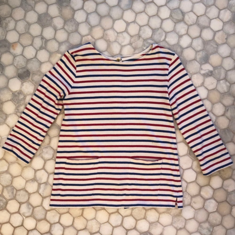 Zara Blue and Red Stripe Top with Pockets